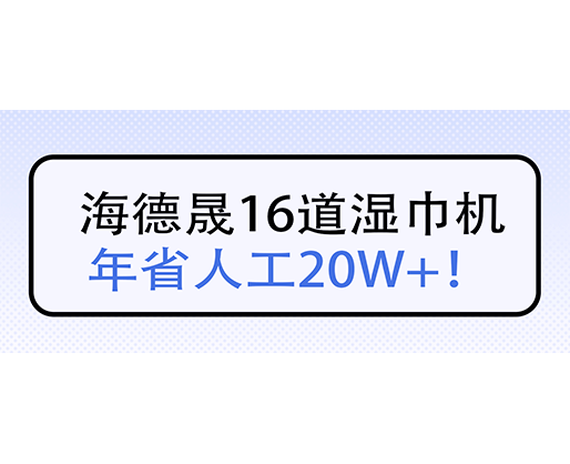 海德晟16道湿巾机,年省人工20W+ 海德晟16道湿巾机,年省人工20W+